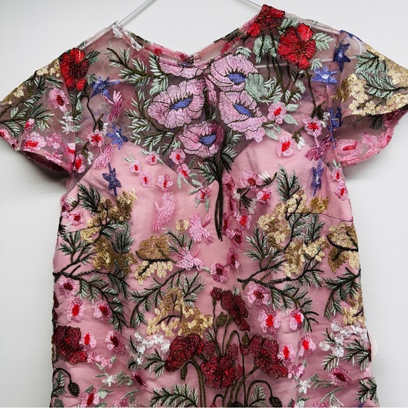 Chi Chi London peplum embroidered lance Floral Pink Dress size US 8 UK 12 - Picture 5 of 15
